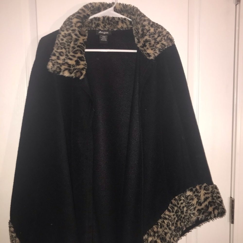 Leopard print and Black Argee Coat
